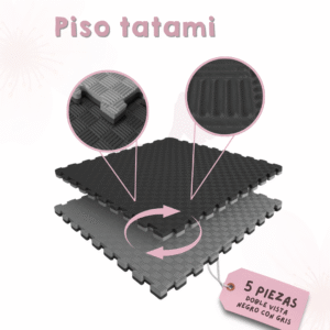 Piso Tatami Gimnasio Negro/Gris 5 piezas