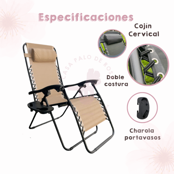 Silla Gravedad Cero Beige - Image 3