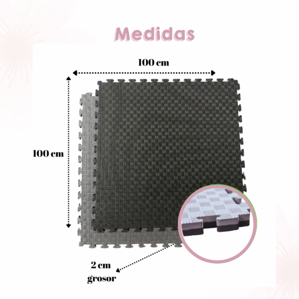 Piso Tatami Gimnasio Negro/Gris 5 piezas - Image 3