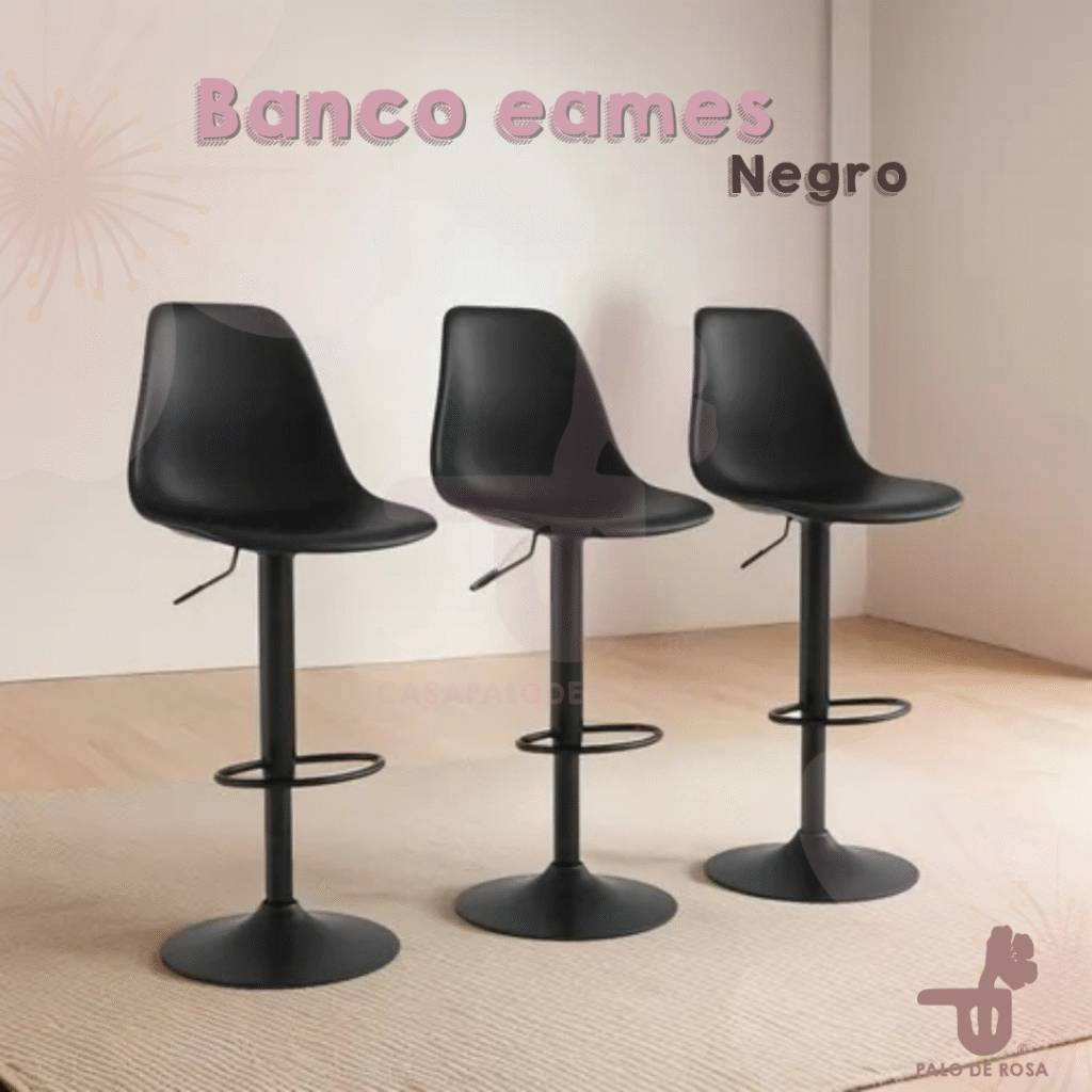 Banco Eames Negro Pack 3 pzas.