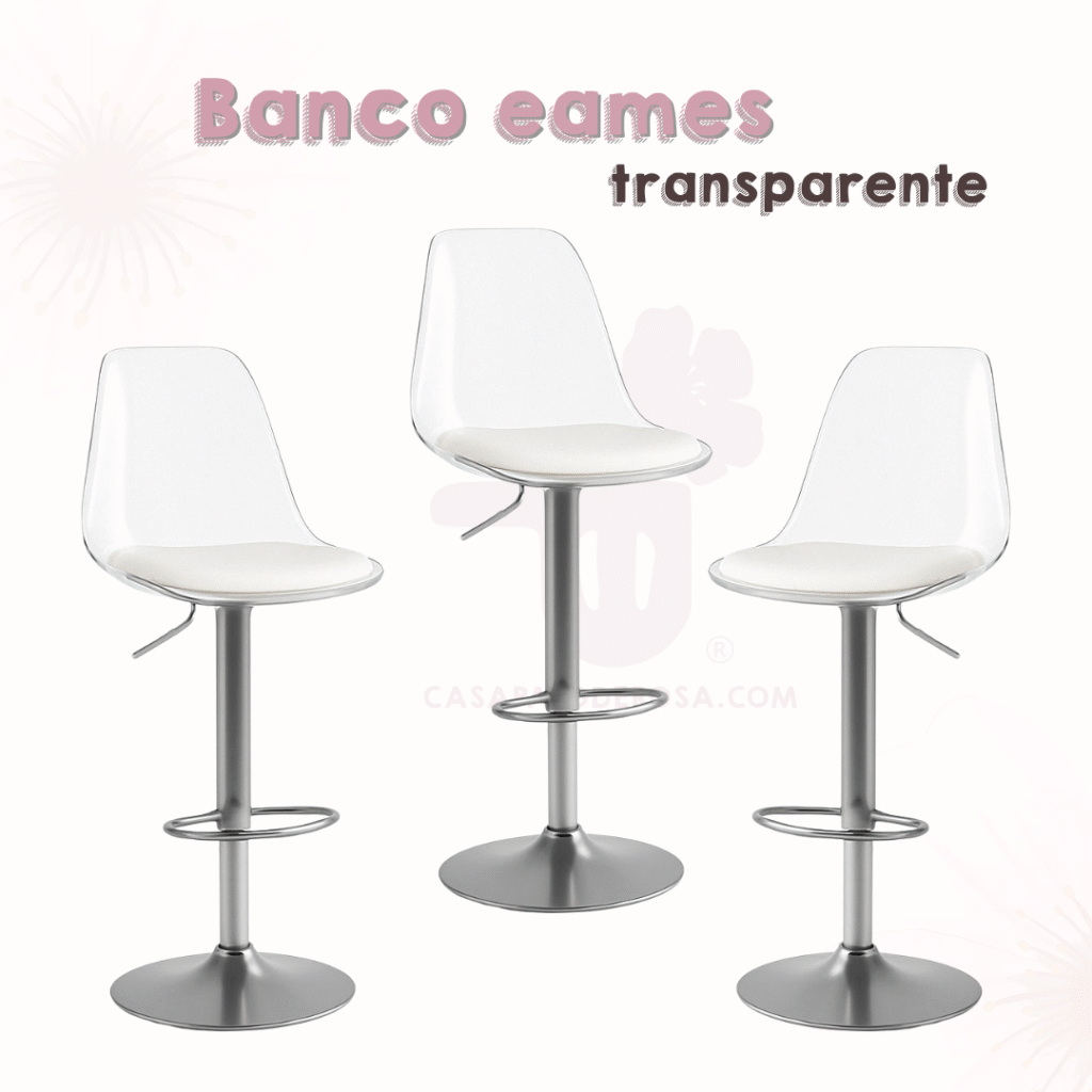 Banco Eames Transparente Pack 3pzas.